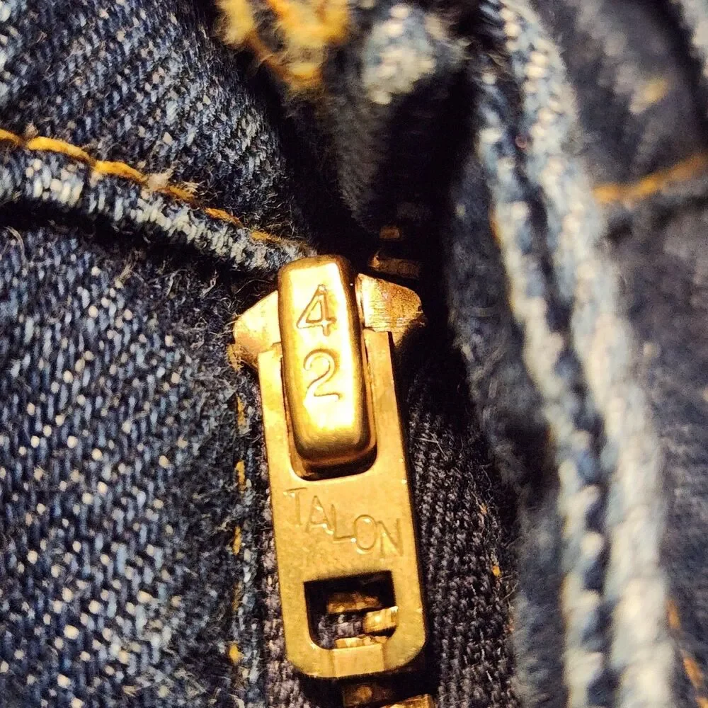 Vintage 70s Levi's 563 Orange Tab Flare Leg Talon Brass Zipper Jeans Size 29x31